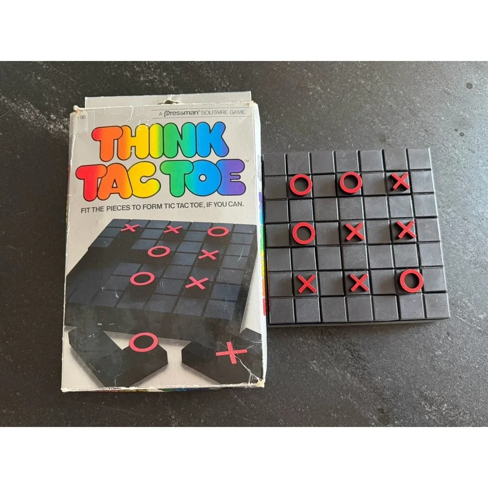 Vtg 1980s Pressman‎ THINK Puzzle Lot (4) Ominos, Circle, Tac Toe & Think & Jump